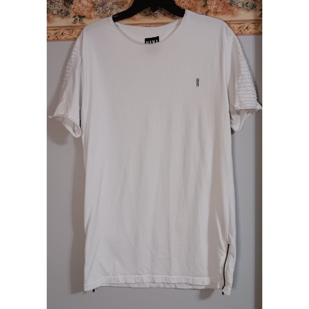 Nana Judy Small White Australia Logo Zipper Moto Casual Outdoor T-Shirt Top